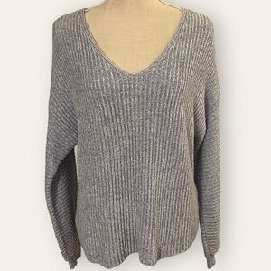 Large, Baby Blue, V Neck Sweater - Z Supply, Cotton & Nylon